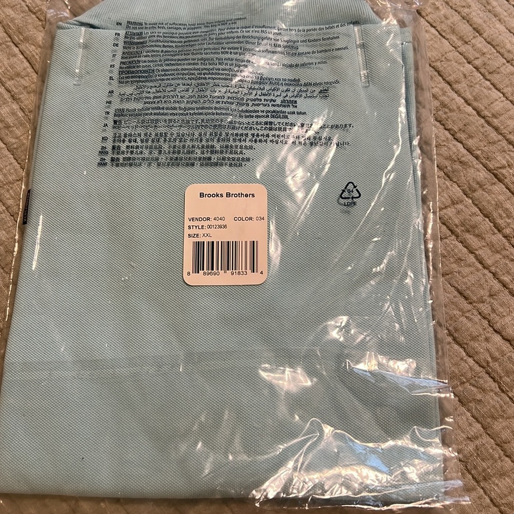 🔥🔥Brooks Brothers – Solid Pique Short Sleeve Polo - LT BLUE  / 2XL - Picture 5 of 6